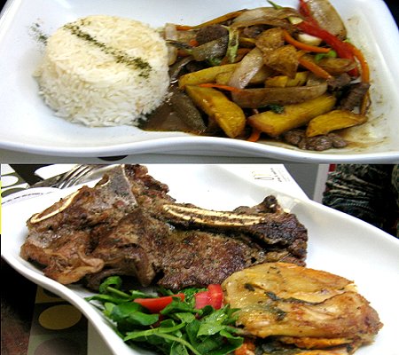 Lomo Saltado y Churrasco con pastel de papa especial